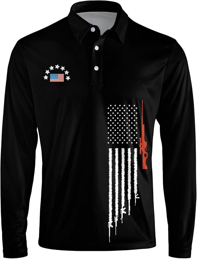 Men's Long Sleeve Golf Shirt Quick Dry 3 Button Work Fishing Outdoor Casual - Image 3
