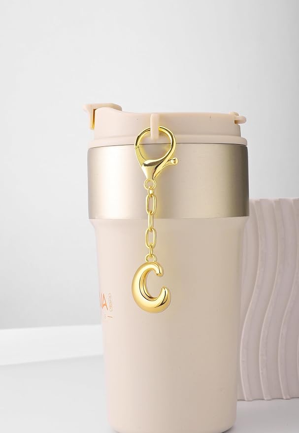 Gold Bubble Initial Keychain Charm - Image 6