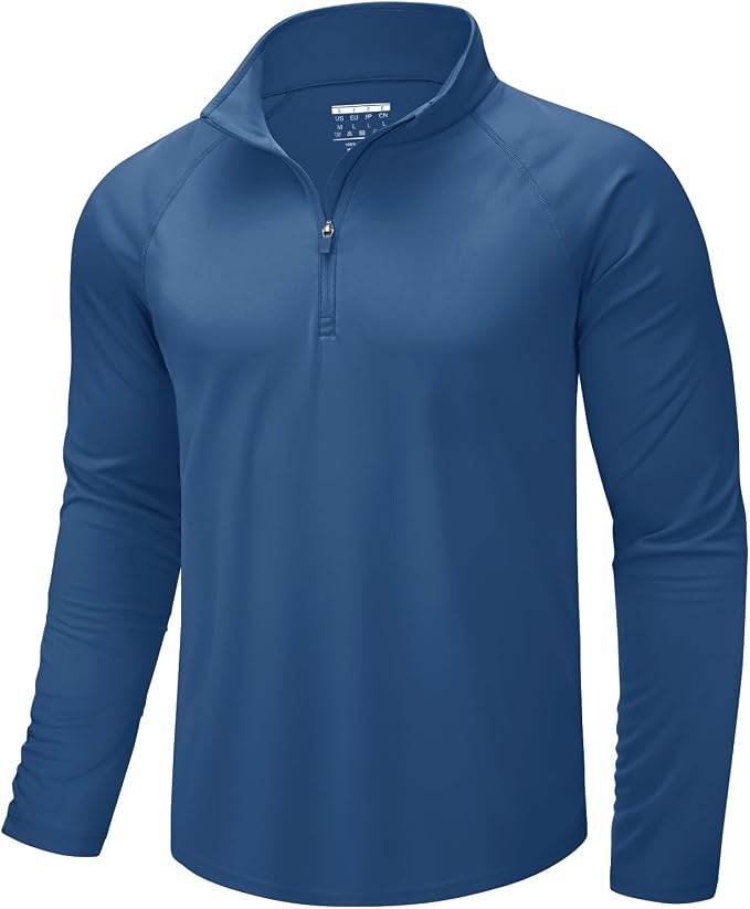 CRYSULLY Men's Long Sleeve 1/4 Zip Shirts Sun Protection Pullover UPF 50+ Rash by CRYSULLY