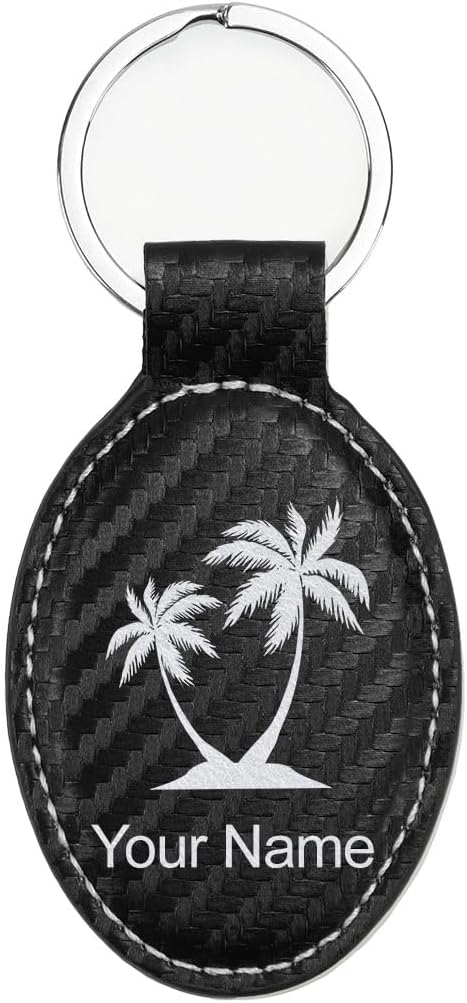 LaserGram Oval Keychain, Palm Trees, Personalized Engraving Included by LaserGramCustomEngravedGifts