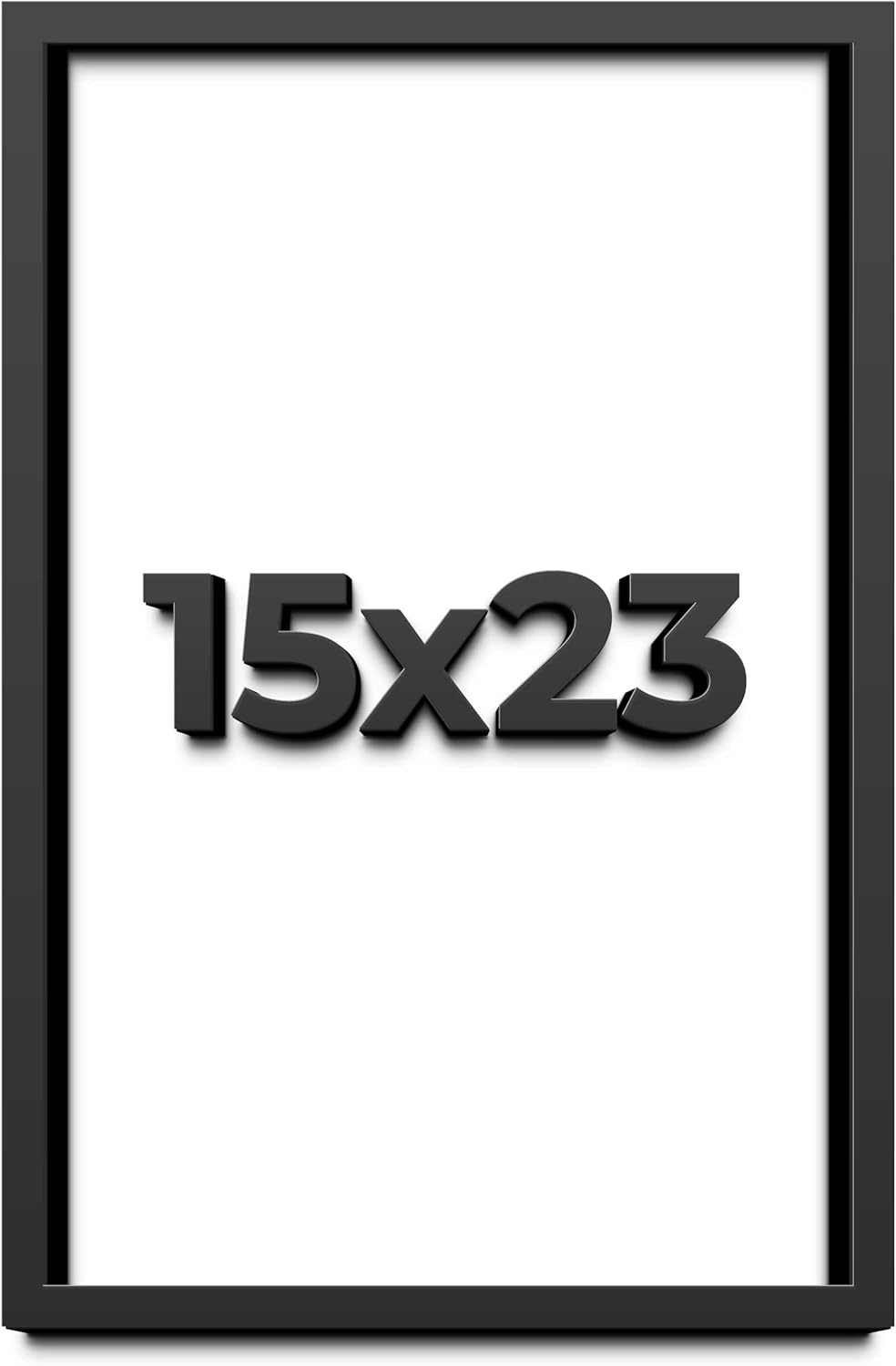 15x23 Shadow Box Black Solid Wood Display Frame with White Acid-Free Backing UV Acrylic & Hanging Hardware - with 3/4" Usable Depth