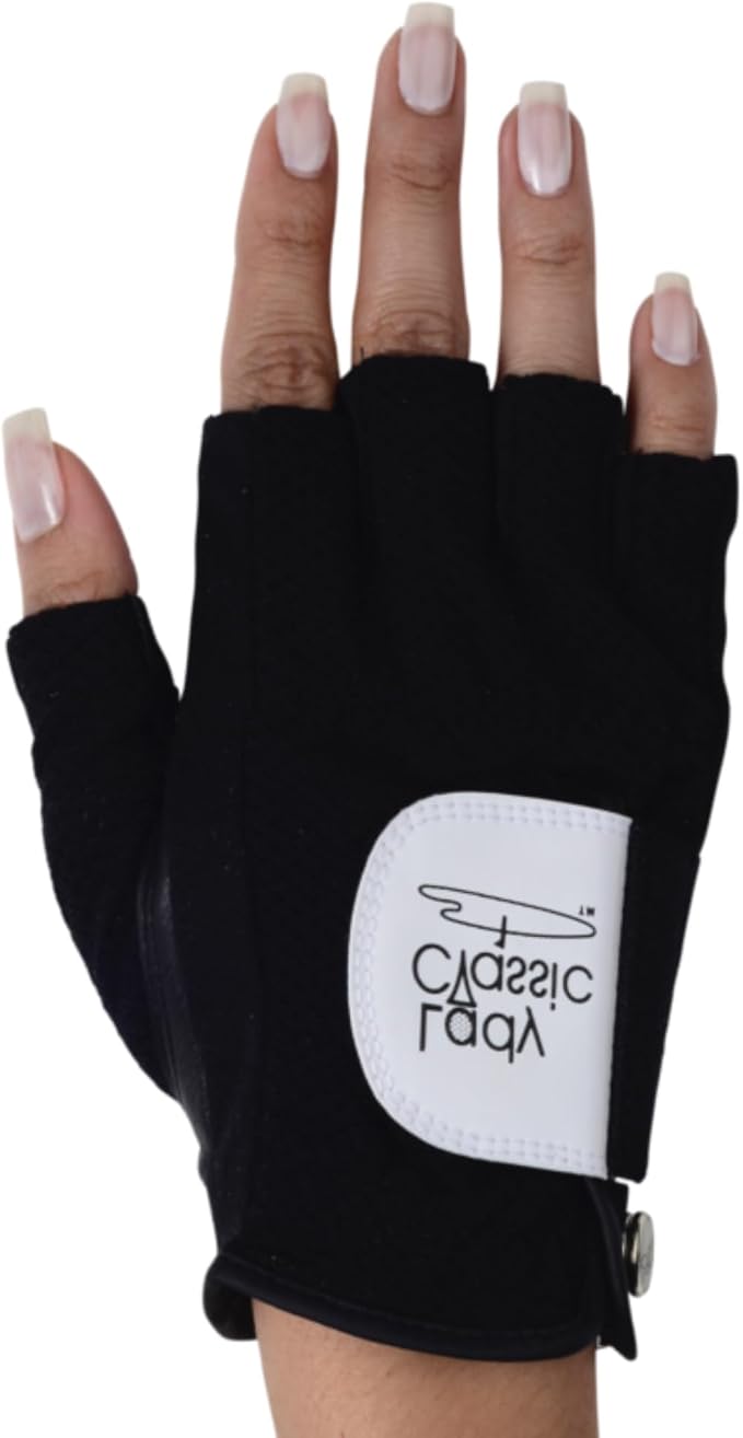 Mesh Half Golf Glove for Women – Premium Cabretta Leather Palm, Breathable Mesh by LadyClassic