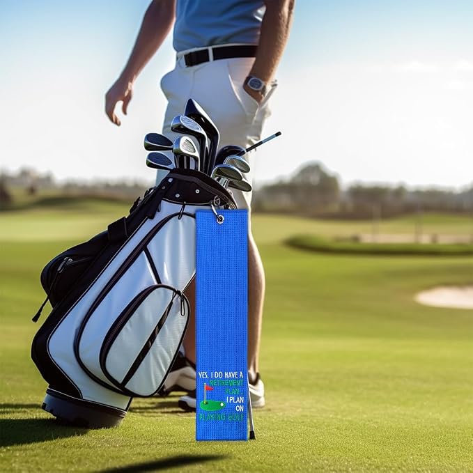 ERHACHAIJIA Yes I'd Have A Retirement Plan Embroidered Golf Towel - Image 5