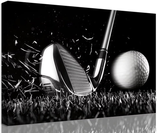 Golf Wall Art Golf Ball Picture Canvas Prints Golf Poster Wall Decor for Living Room Bedroom Home Decorations Framed Artwork Ready to Hang(28''H x 44''W)