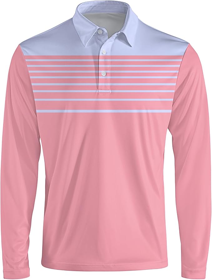 Men's Long Sleeve Golf Shirt Quick Dry 3 Button Work Fishing Outdoor Casual - Image 3