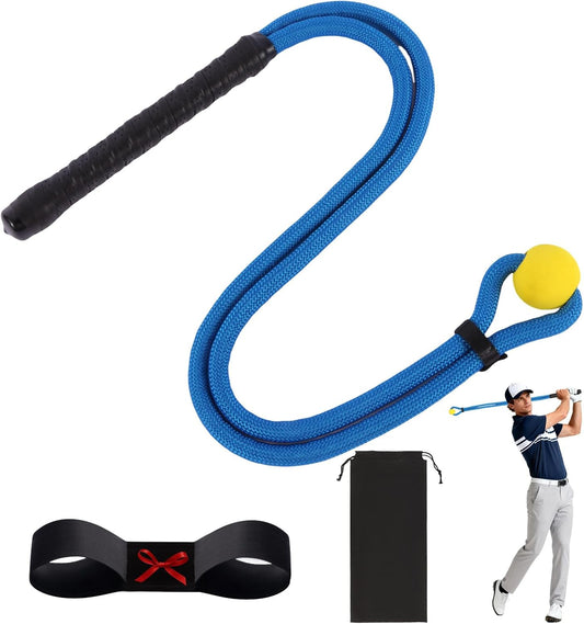 Golf Rope Swing Trainer,Golf Grip Swing Training Aid Whip Practice Trainer Equipment,Gifts for Golf Enthusiasts,Indoor Warm-Up for Golfers,Swing Correcting Arm Band&trainer with Weighted Ball