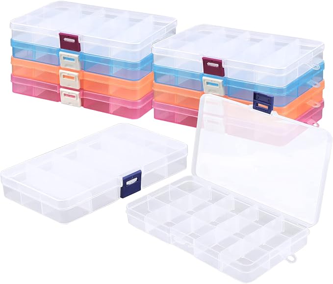 Cosics 10pcs Fake Nail Storage, 15-Grid Small Plastic Rhinestone Organizer Box by Cosics