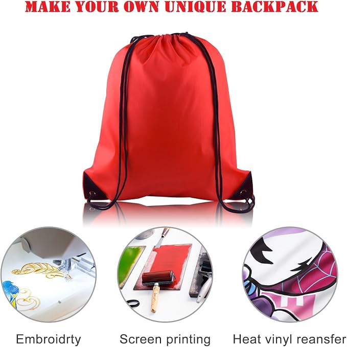 KUUQA 80Pcs Red Drawstring Backpack Bag Sack Drawstring Bags Bulk String Bags - Image 4