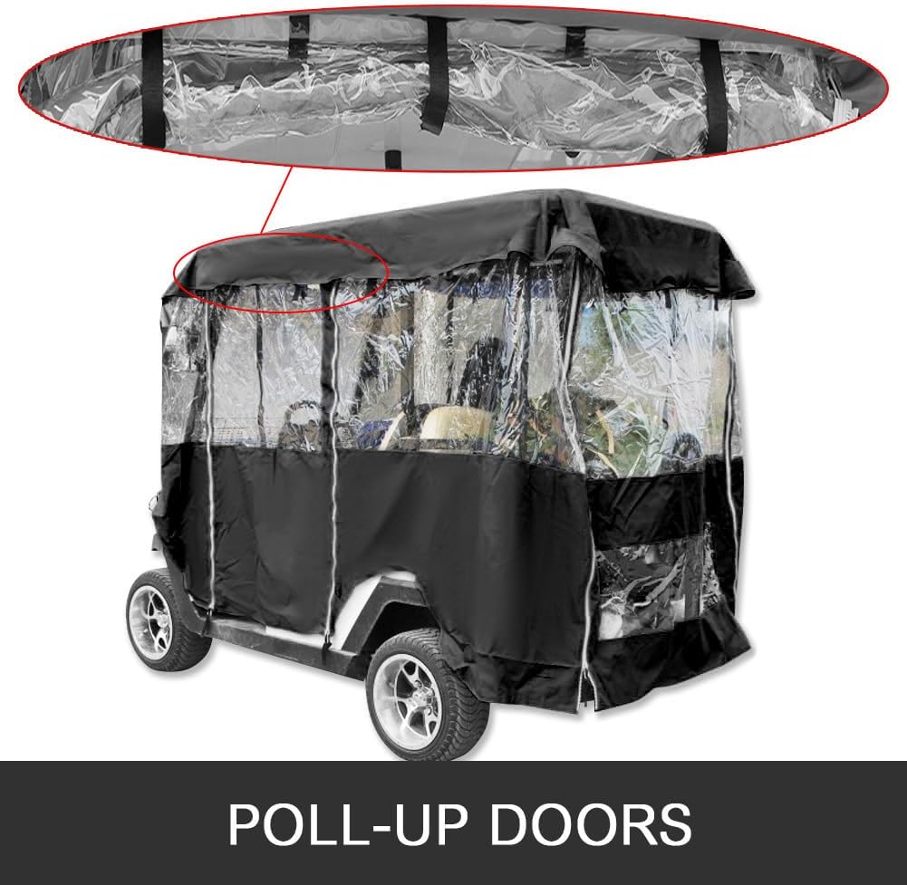 Happybuy Golf Cart Enclosure, 4-Person Golf Cart Cover, 4-Sided Fairway Deluxe, 300D Waterproof Driving Enclosure with Transparent Windows, Fit for EZGO, Club Car, Yamaha Cart