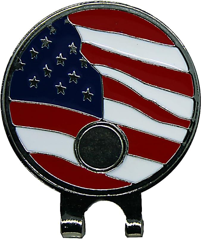USA Flag Golf Ball Marker with USA Flag Hat Clip - Image 2