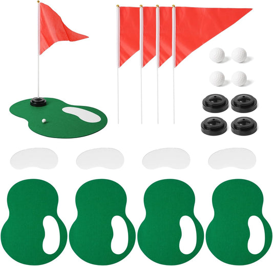 4 Set 20PCS Golf Centerpieces Table Decorations, Ball Sand Trap Red Flag Plastic Flagpole Base for Golf Club Sport Party Decor Supplies.
