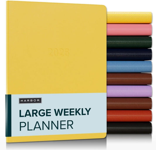 Harbor Large Weekly Monthly Planner 2025-2026 - Calendar Planner and Notebook, Durable Faux Leather, 192 Pages, Softcover & Book Bound - Key West Sundance - 9.75 x 7.5 "