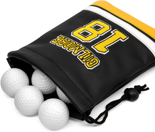 Golf Valuables Pouch, Leather Golf Tee Pouch with Drawstring Closure Golf Ball Tee Handbag Portable Golf Accessories