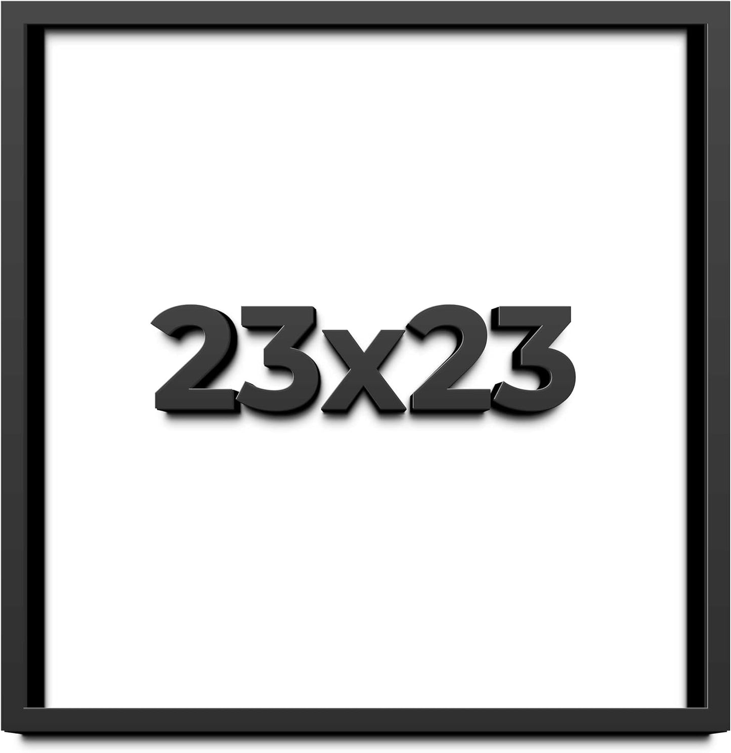 23x23 Shadow Box Black Solid Wood Display Frame with White Acid-Free Backing UV Acrylic & Hanging Hardware - with 3/4" Usable Depth