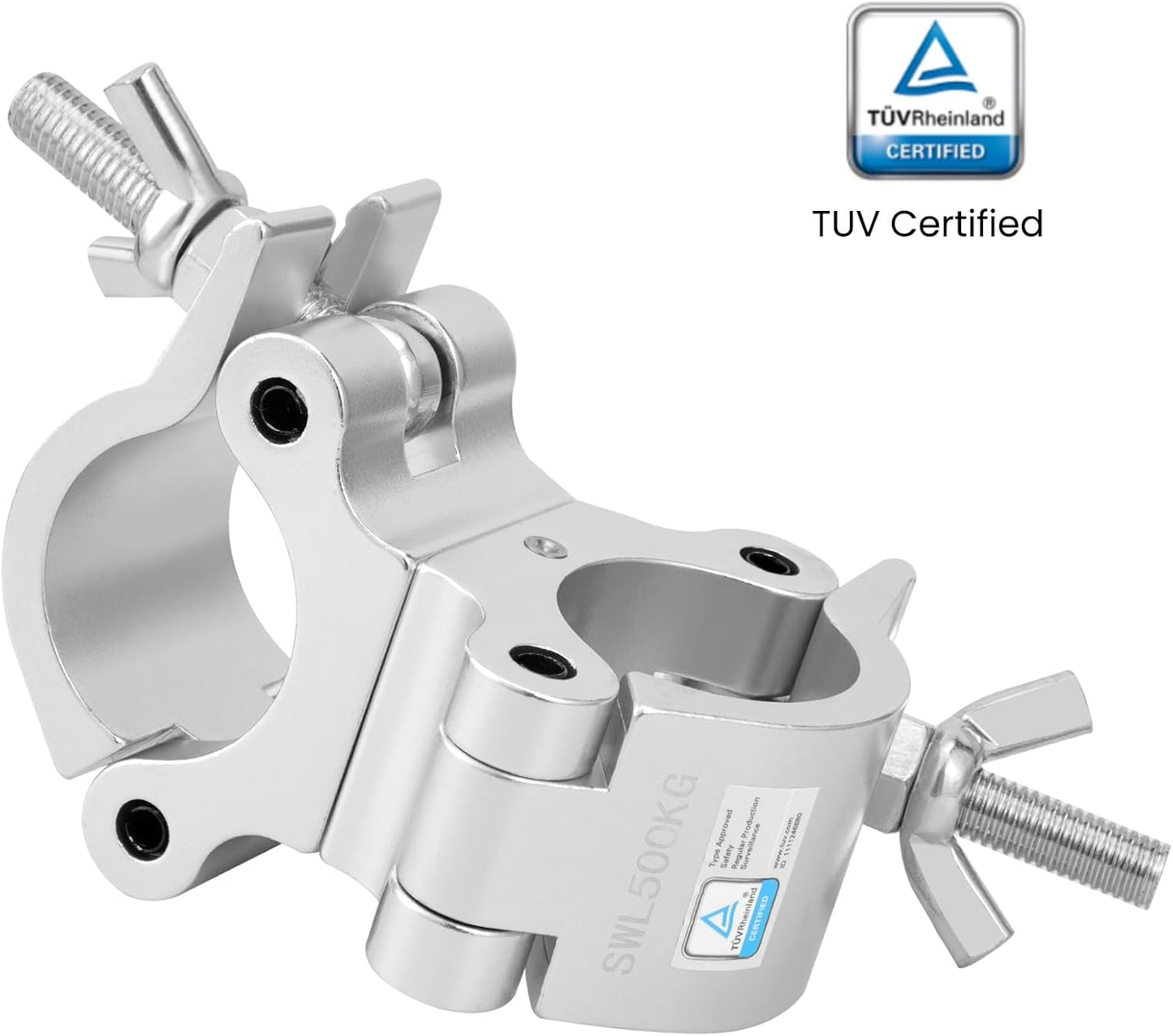 2 Inch Pro-Swivel Truss Clamp TUV, 2 Pack Eyeshot Heavy Duty 1100lb Swivel Coupler Truss Clamps, Dual Head Turn As Needed Two 360 Degree Lighting Clamps, Fit Pipe/Truss OD 48-52mm