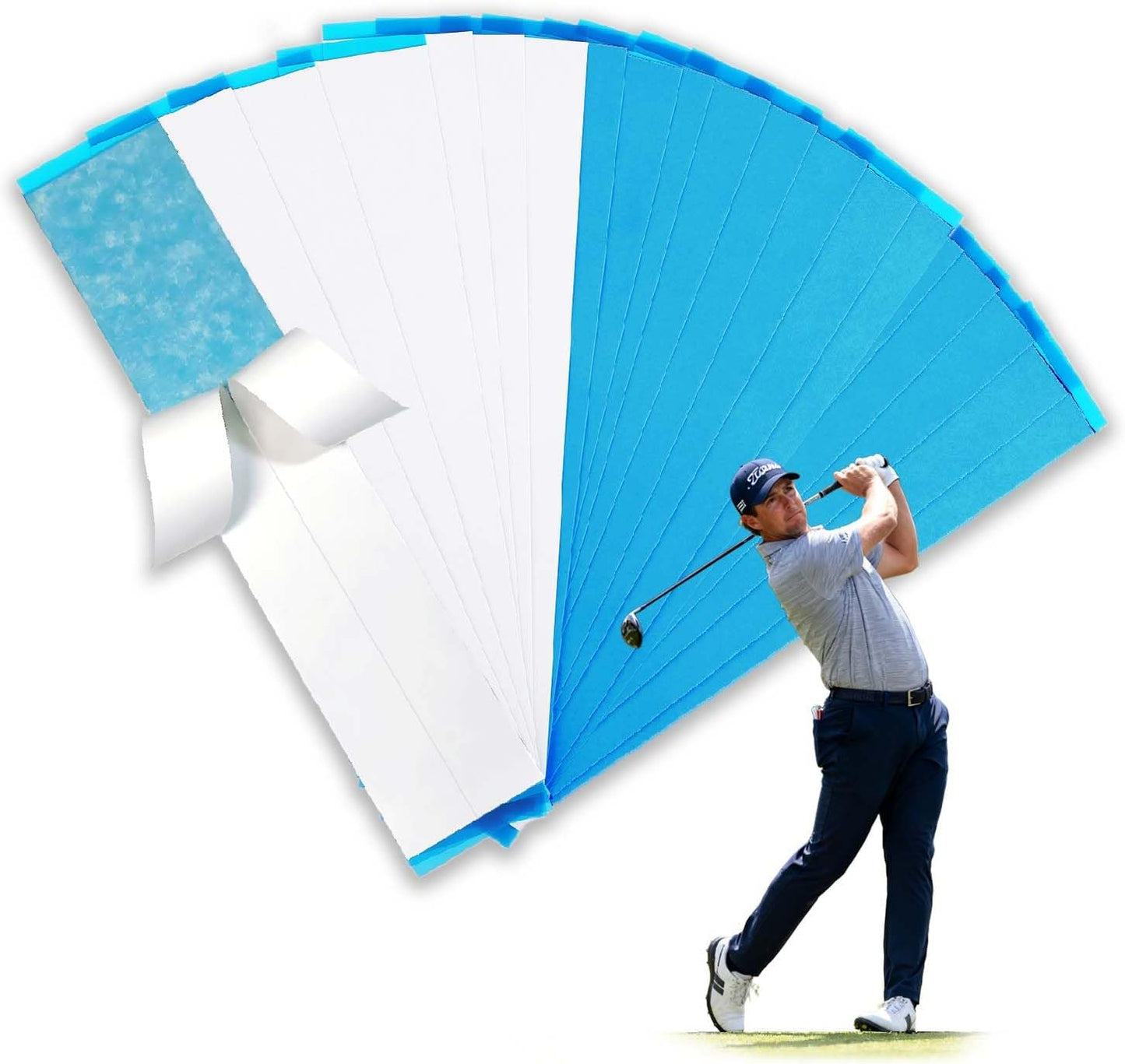 20 Pieces Professional Golf Grip Tape, 2 x 10 inches Double-Sided Adhesive Strips for Golf Club Repair, Water-Resistant, Easy to Use, Strong Bonding for All Grips