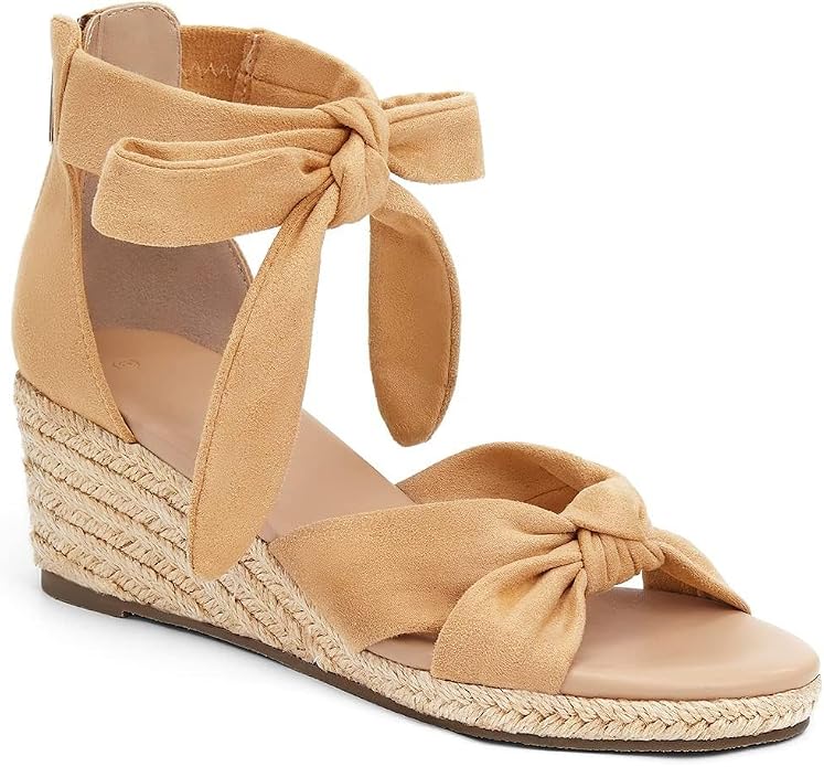 LAICIGO Womens Espadrilles Wedge Sandals Back Zipper Closure Open Toe Platform by LAICIGO