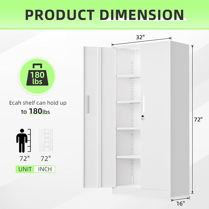 INTERGREAT White Metal Storage Cabinet, Tall Metal Cabinet - Image 3