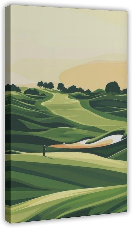 9W Golf Course Poster Green Scenery Decoration Wall Art for Office Living Room Frame-style 24x36inch(60x90cm)