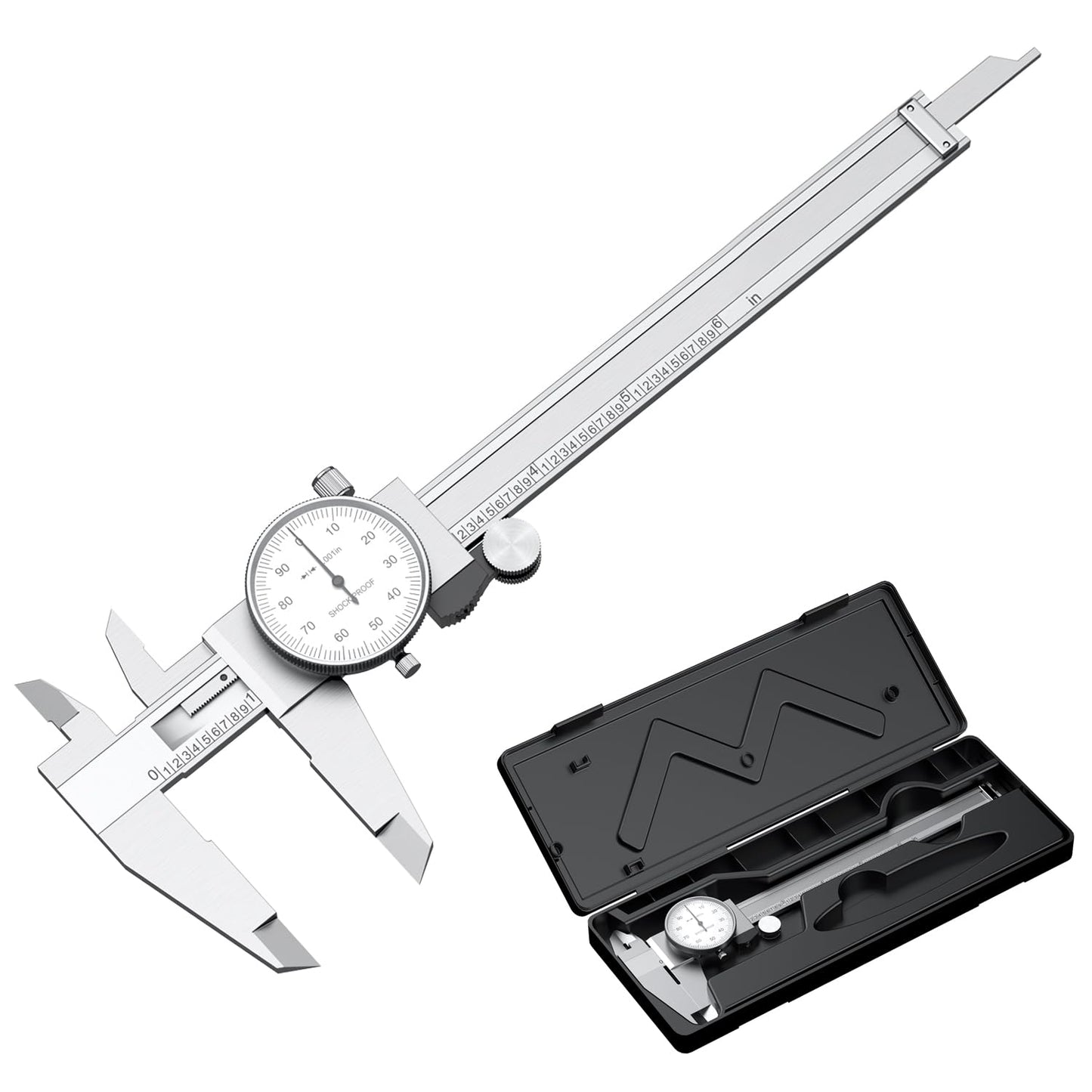 HDLNKAK Dial Caliper Shockproof Dial Caliper Precision Caliper with Watch 0-6" Range, 0.001” Resolution 6 Inch with 0.001" Precision Calipers 4-Way Measurement with Plastic Case