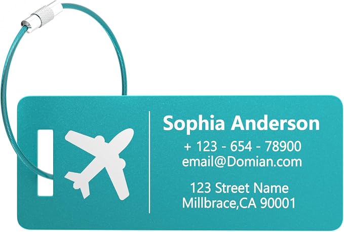 10 Personalized Metal Luggage Tags, Custom Suitcase Aluminum Name Tags - Image 2