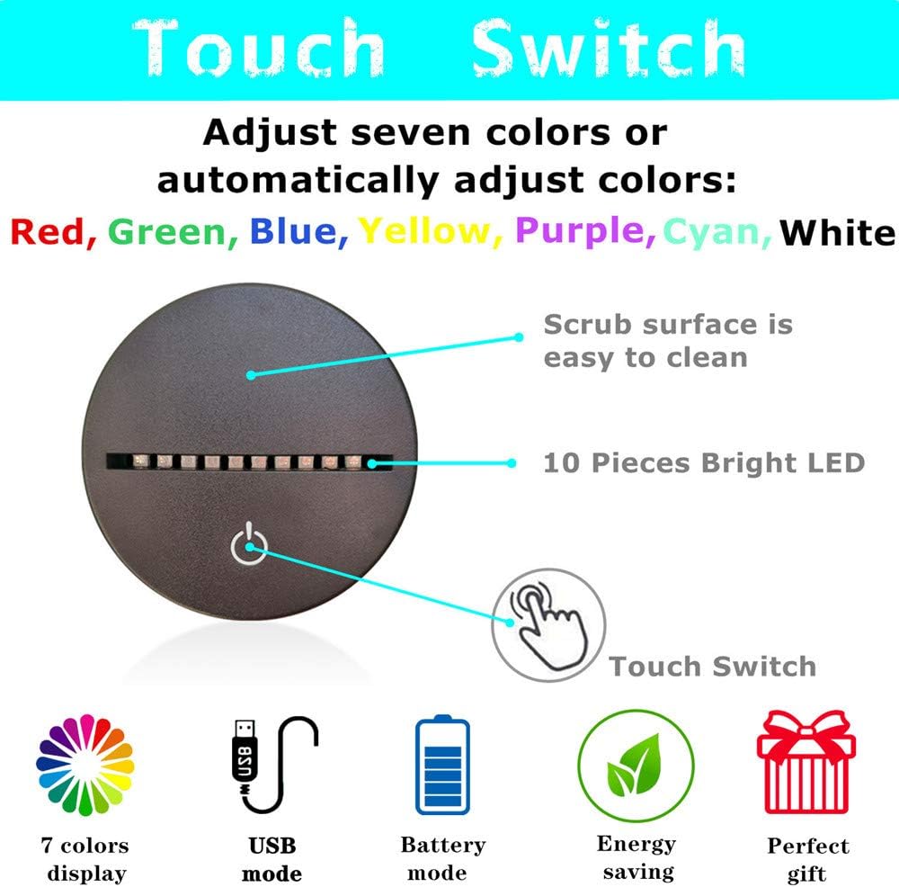 i-CHONY Cat Gift Night Light for Kids,Auto 7 Colors Changing Anime Table Lamp,3D Illusion Bedside Lamp,Cute Cat Gifts for Women Teens Boys Girls Birthday Christmas Gifts