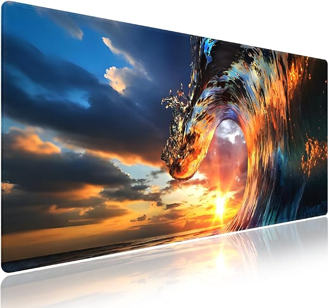 Wknoon. Extra Large Gaming & Office Mouse Pad – Huge Ocean Wave Sunset Sea by Wknoon