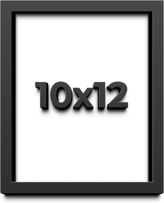 10x12 Shadow Box Black Solid Wood Display Frame with White Acid-Free Backing UV Acrylic & Hanging Hardware - with 3/4" Usable Depth