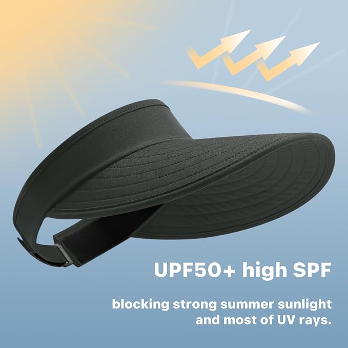 WANDER Sun Visor Hats for Women Wide Brim UV Protection Adjustable Large Golf - Image 5
