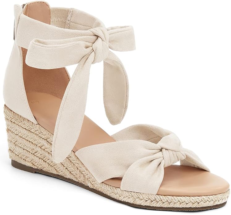 LAICIGO Womens Espadrilles Wedge Sandals Back Zipper Closure Open Toe Platform by LAICIGO