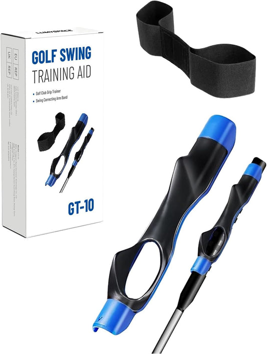 Golf Grip Trainer & Swing Correcting Arm Band, Golf Training Aid Combo- Enhance Grip Strength, Swing Technique and Correct Hand Position