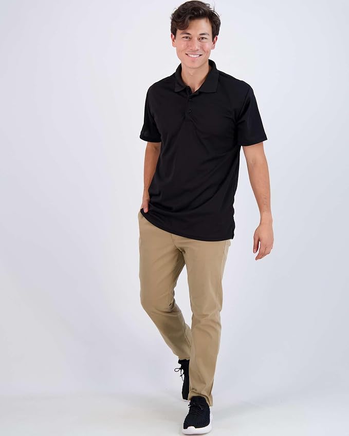 Real Essentials 3 Pack: Men's Quick-Dry Short Sleeve Athletic Performance Polo - Image 5