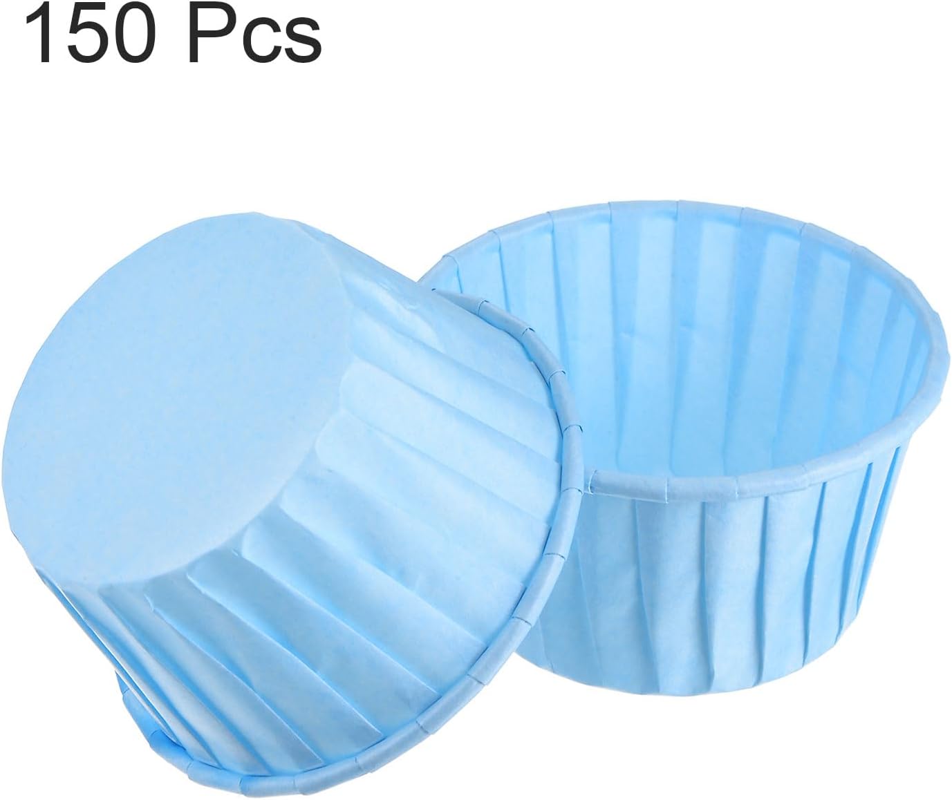 HARFINGTON 150Pcs Cupcake Baking Cups 3.5oz Standard Size Paper Cupcake Liners Greaseproof Wrappers Disposable for Wedding Birthdays Christmas Dessert, Blue
