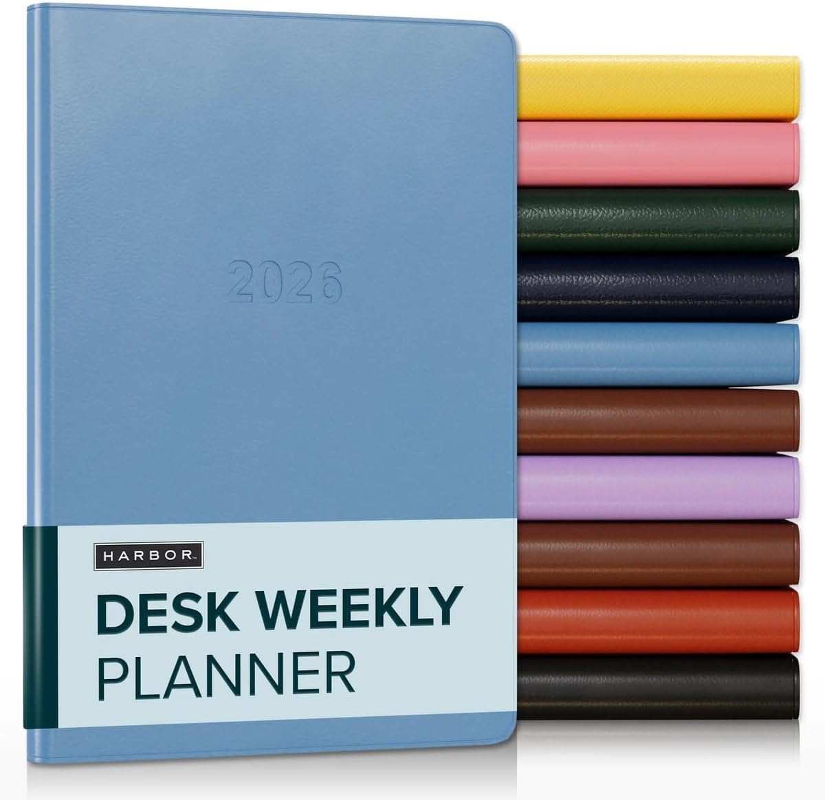 Harbor Desk Weekly Monthly Planner 2025-2026 - Calendar Planner and Notebook, Durable Faux Leather, 192 Pages, Softcover & Book Bound - Cambridge Reef Blue - 8x5.5"
