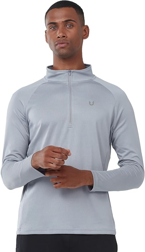 NORTHYARD Quarter Zip Pullover Men Running Shirt Long Sleeve Moisture Wicking - Image 2