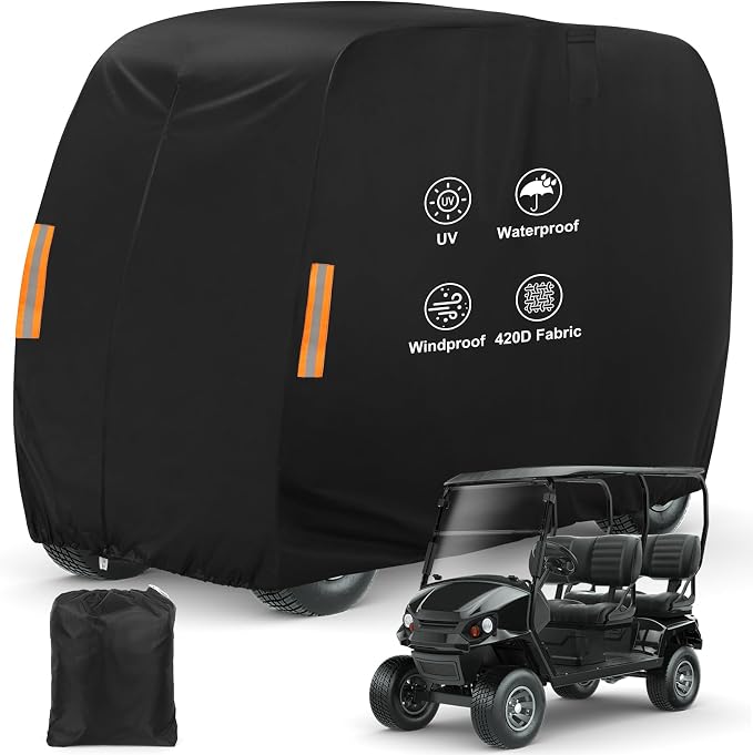 Golf Cart Cover 4 Passenger, 420D Heavy Duty Golf Cart Rain Cover by ProtectionMeetsStyle