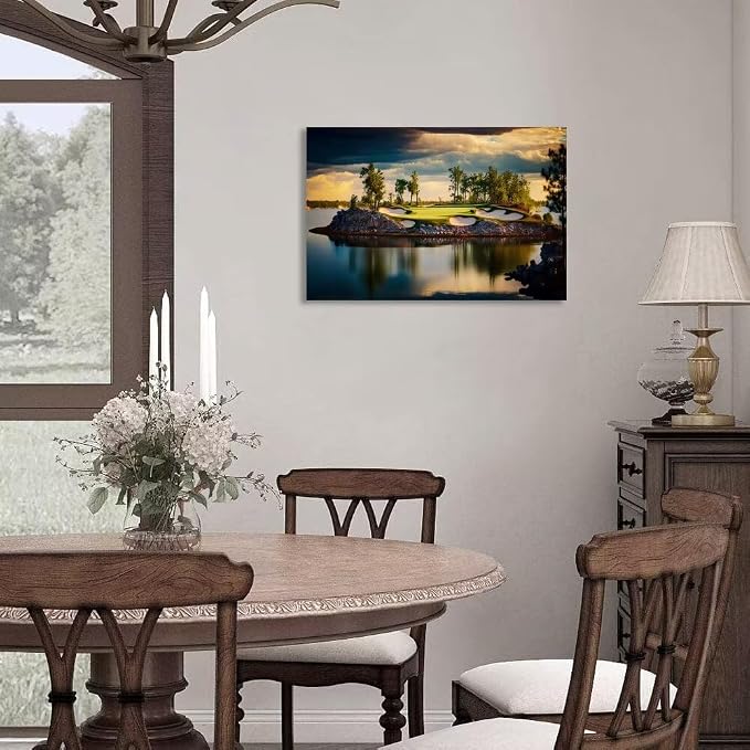 chenchenArt Sunset Landscape Golf Course Wall Art Picture Golf Course Wall Decor - Image 2