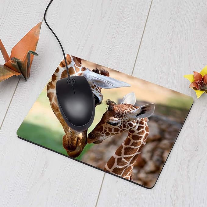 Giraffe Rectangle Gaming Mousepad Lovely Giraffe Mom and Baby Mouse Pad Mouse - Image 3
