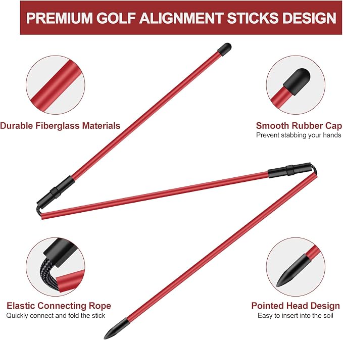 Golf Alignment Sticks 2 Pack, Golf Alignment Rods Upgraded 48" Collapsible Golf - Image 3