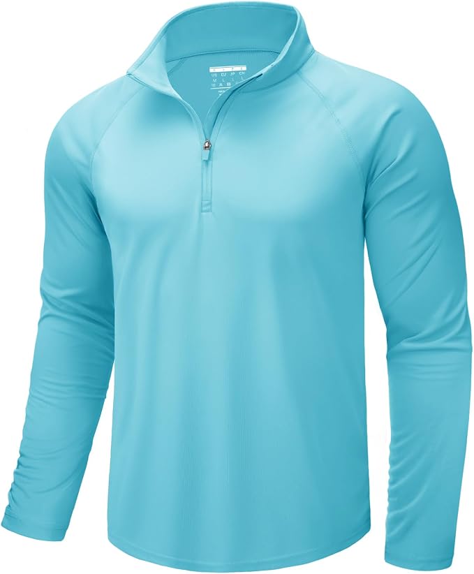 CRYSULLY Men's Long Sleeve 1/4 Zip Shirts Sun Protection Pullover UPF 50+ Rash by CRYSULLY