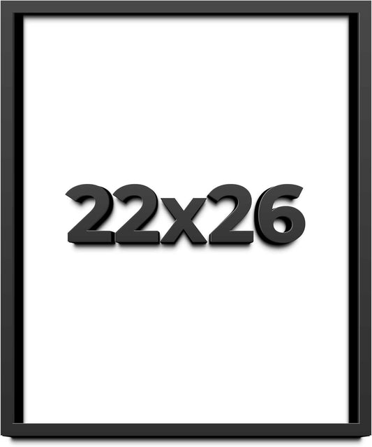 22x26 Shadow Box Black Solid Wood Display Frame with White Acid-Free Backing UV Acrylic & Hanging Hardware - with 3/4" Usable Depth