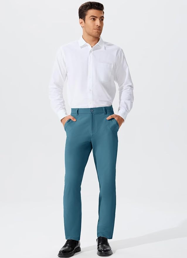 QPNGRP Men's Golf Pants 30"/32"/34" Inseam Lightweight Stretch Work Dress Pants - Image 3