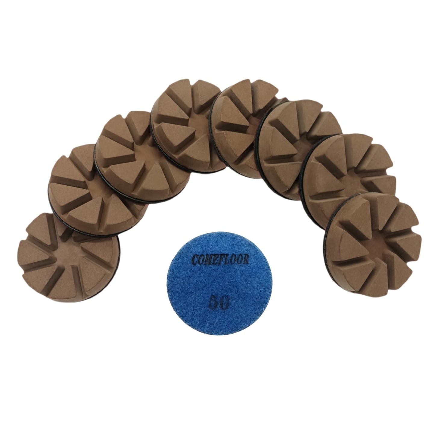 Hybrid Diamond Ceramic Polishing Pucks, Aggressive Concrete Terrazzo Floor Hook n Loop Grinding Pads, 3 Inch Long Using Life Transitional Discs,50# 9 PCS