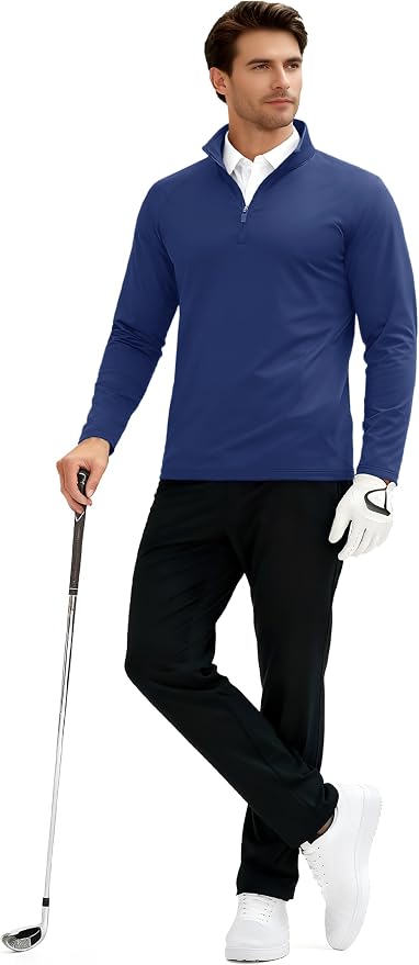TACVASEN Men's Quarter Zip Pullover Fleece Lined Thermal Long Sleeve Golf Shirt - Image 4