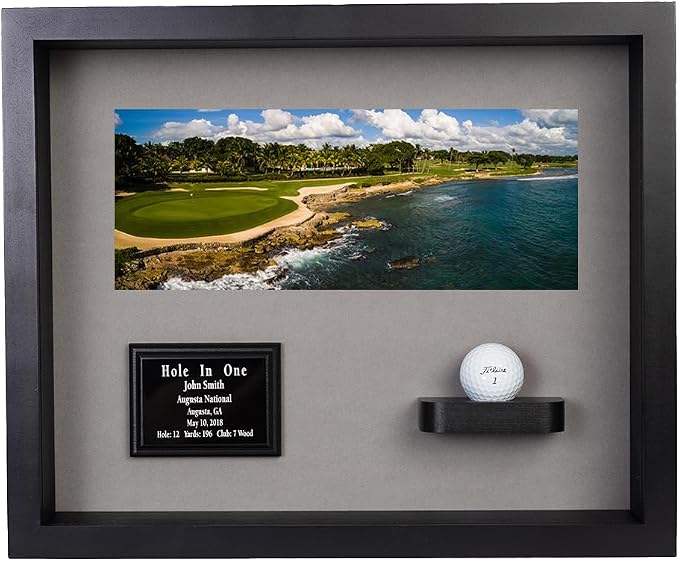 Hole in One Shadowbox and Golf Ball Display Case | Personalized Engraved Plate - Image 2