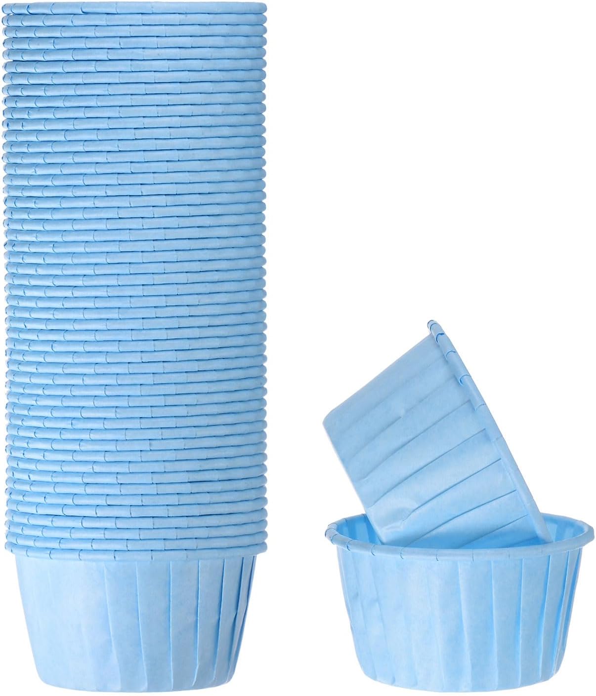 HARFINGTON 50Pcs Cupcake Baking Cups 3.5oz Standard Size Paper Cupcake Liners Greaseproof Wrappers Disposable for Wedding Birthdays Christmas Dessert, Blue