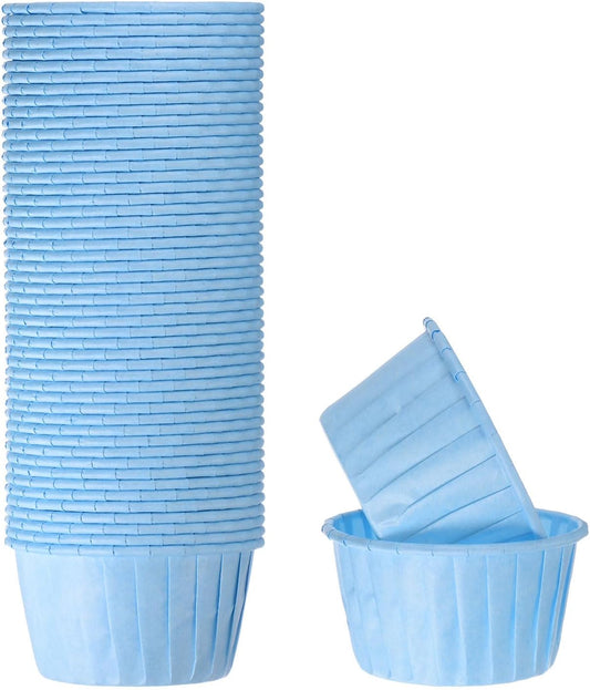 HARFINGTON 50Pcs Cupcake Baking Cups 3.5oz Standard Size Paper Cupcake Liners Greaseproof Wrappers Disposable for Wedding Birthdays Christmas Dessert, Blue