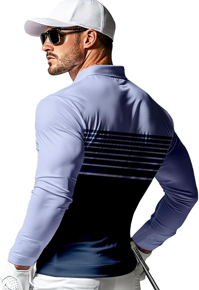Men's Long Sleeve Golf Shirt Quick Dry 3 Button Work Fishing Outdoor Casual - Image 2