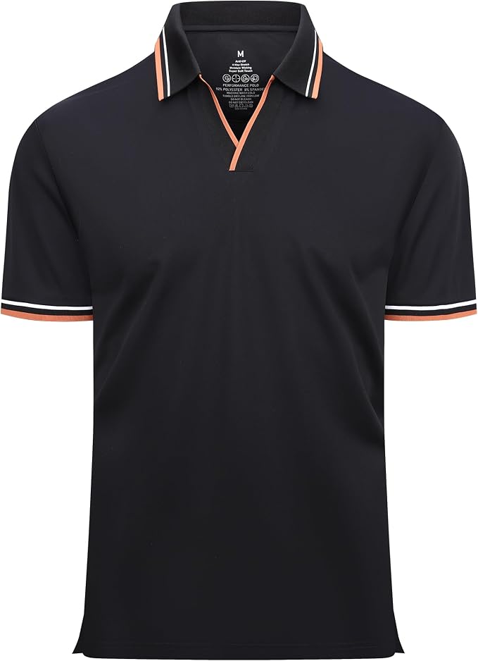 Esabel.C Jacquard Golf Shirts for Men Moisture Wicking Short Sleeve Performance by EsabelC