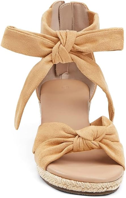 LAICIGO Womens Espadrilles Wedge Sandals Back Zipper Closure Open Toe Platform - Image 5